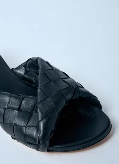 Bottega Veneta Interciato Woven Twist Mule Sandals In Black