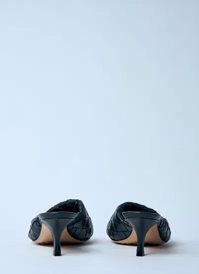 Bottega Veneta Interciato Woven Twist Mule Sandals In Black