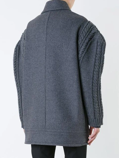 Shop Stella Mccartney Oversize Knit Sleeve Coat In Grey