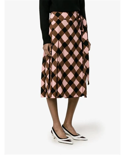 Shop Marni Check Print Wrap Skirt
