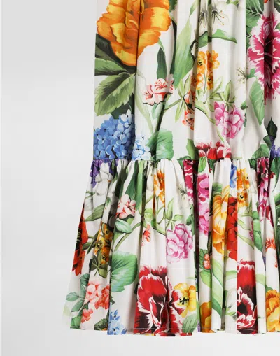 Dolce & Gabbana Floral-print Poplin Skirt In White