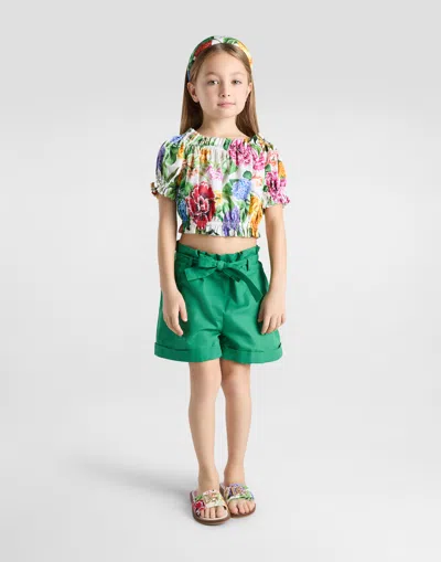 Dolce & Gabbana Cotton Poplin Top With Floral Print In Stampa