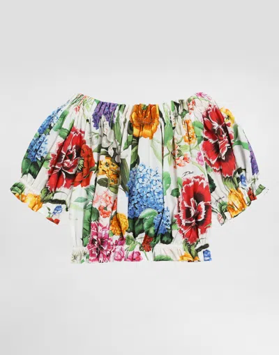 Dolce & Gabbana Cotton Poplin Top With Floral Print In Stampa