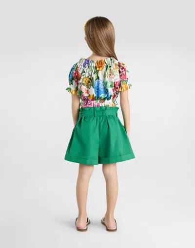 Dolce & Gabbana Cotton Poplin Top With Floral Print In Stampa
