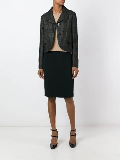 Shop Maison Margiela Checked Cropped Jacket In Black