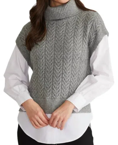 525 AMERICA SOFIA TWOFER CABLE VEST TUNIC SWEATER IN SMOKE GREY 