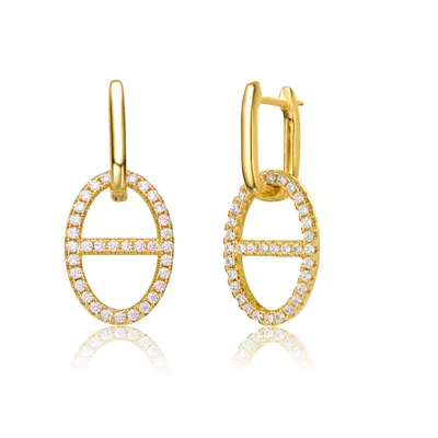 Rachel Glauber 14k Plated Cz Dangle Earrings In Gold