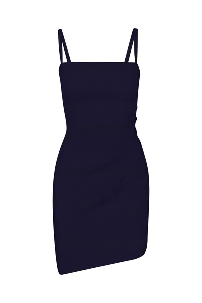 Anemos Nadege Draped Mini Dress In Stretch Linen In Marine