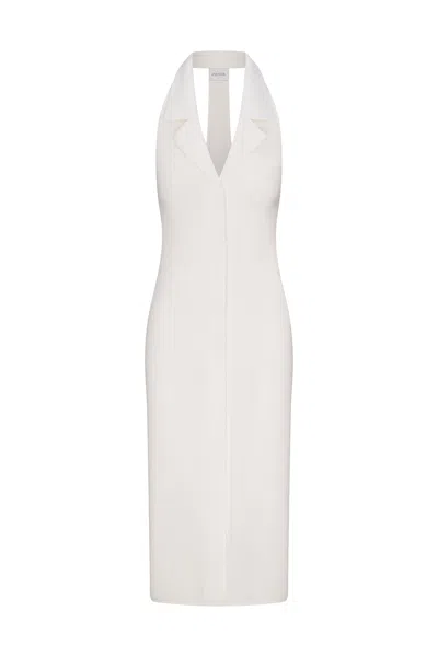 Anemos Bond Midi Dress In Stretch Twill In White