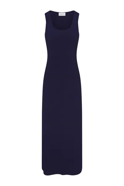 Anemos Preorder: Hume Tank Maxi Dress In Stretch Twill In Marine