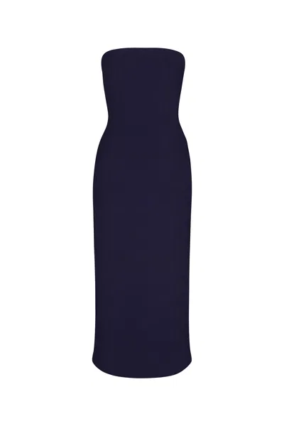 Anemos Strapless Midi Dress In Stretch Twill In Marine