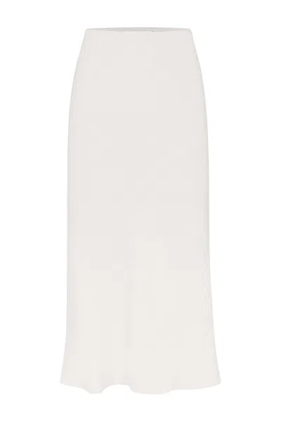 Anemos Rey Bias-cut Skirt In Stretch Twill In White