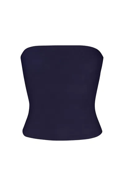 Anemos Ritts Strapless Top In Stretch Twill In Marine