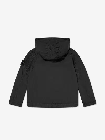 Stone Island Junior Boys Hooded Zip Up Jacket In Black