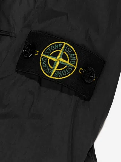 Stone Island Junior Boys Hooded Zip Up Jacket In Black