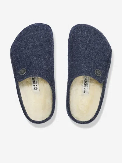 Birkenstock Boys Zermatt Shearling Slippers In Blue