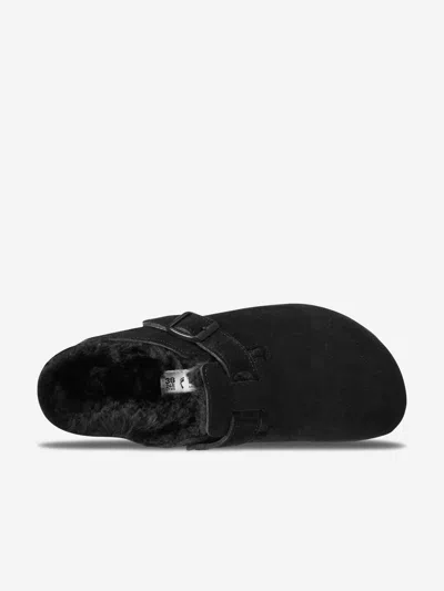 Birkenstock Boston Suede Slippers In Black