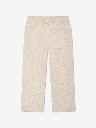 The Couture Club Kids Fluffy Knit Emblem Joggers In Beige