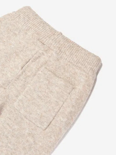 The Couture Club Kids Fluffy Knit Emblem Joggers In Beige