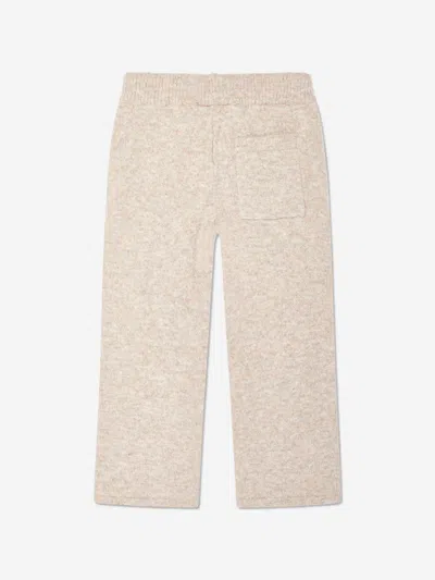 The Couture Club Kids Fluffy Knit Emblem Joggers In Beige
