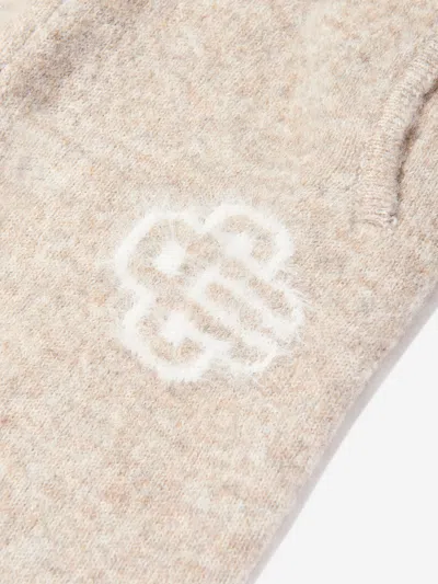 The Couture Club Kids Fluffy Knit Emblem Joggers In Beige