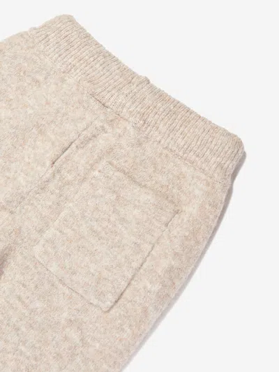 The Couture Club Kids Fluffy Knit Emblem Joggers In Beige