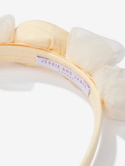 Jessie And James Girls Ring On Roses Headband In Yellow