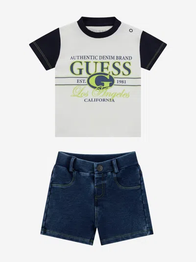 Guess Baby Boys Denim Short Set In White