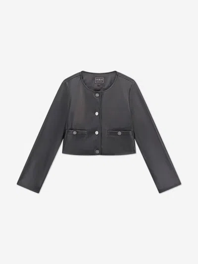Guess Faux-leather Jacket In Black