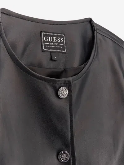 Guess Faux-leather Jacket In Black