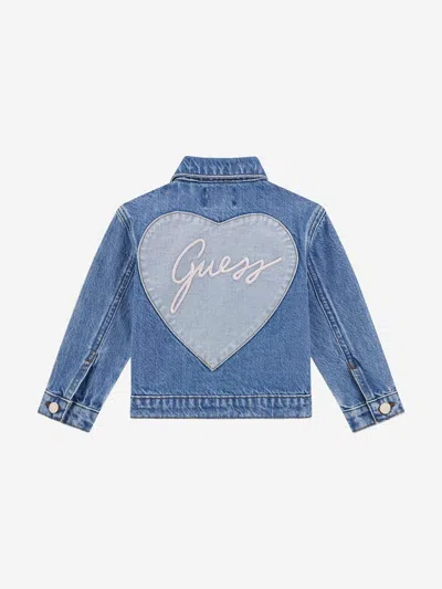 Guess Girls Heart Denim Jacket In Blue