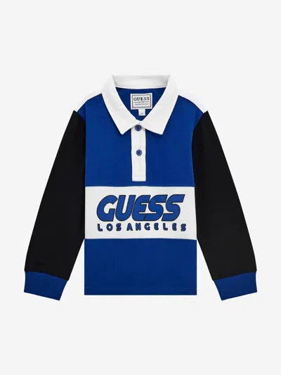 Guess Colourblock Polo Shirt In Blue