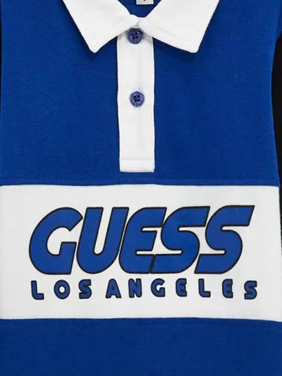 Guess Colourblock Polo Shirt In Blue
