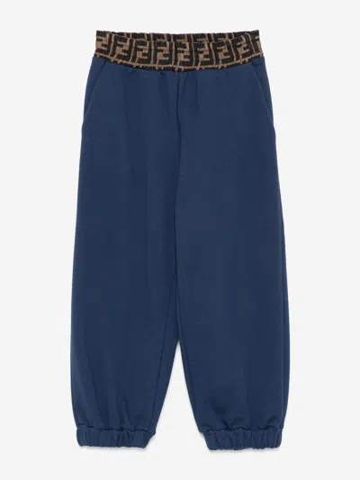 Fendi Ff Elasticated Waistband Track Pants In Blue