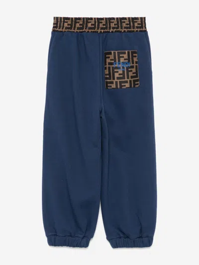 Fendi Ff Elasticated Waistband Track Pants In Blue