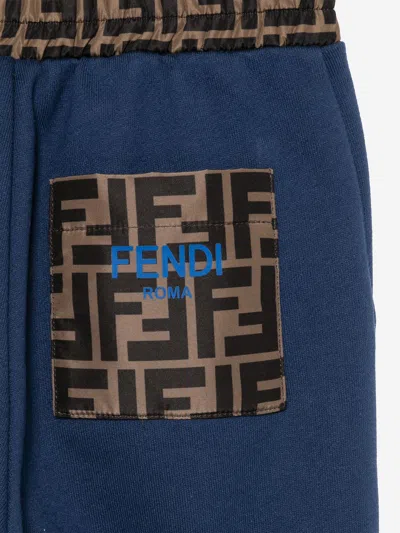 Fendi Ff Elasticated Waistband Track Pants In Blue