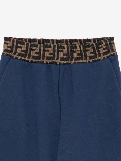 Fendi Ff Elasticated Waistband Track Pants In Blue
