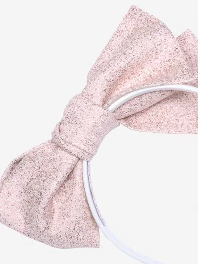 Jessie And James Girls Origami Jacquard Bow Headband In Pink