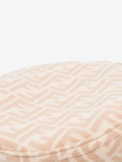Fendi Girls Reversible Ff Logo Beret In Beige