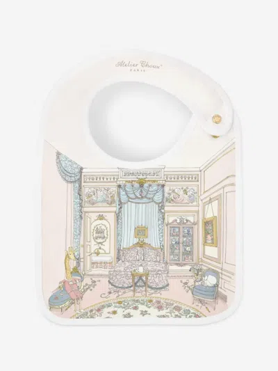 Atelier Choux Baby French Bedroom Carré And Satin Bib Set In Multi