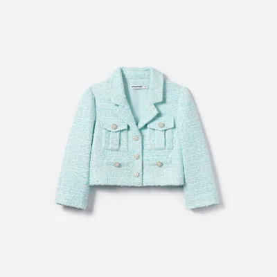 Self-portrait Verzierte Jacke Aus Tweed In Blue