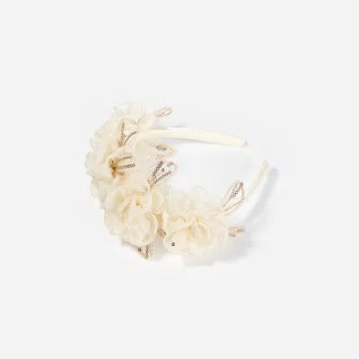 Self-portrait Self Portrait Girls Sequin Tulle Headband In Ivory