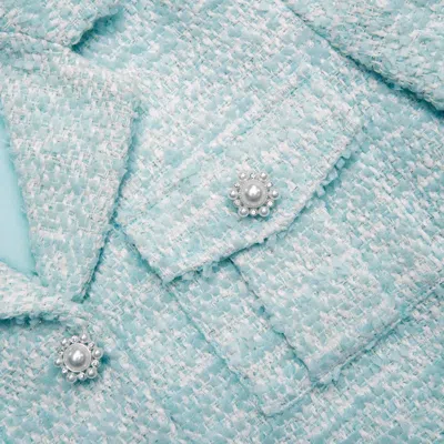 Self-portrait Verzierte Jacke Aus Tweed In Blue