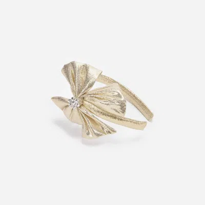 Self-portrait Self Portrait Girls Metallic Bow Headband In Gold
