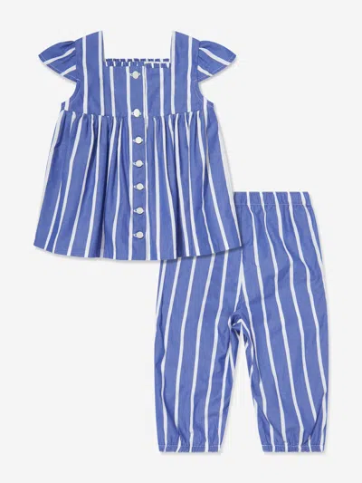 Polo Ralph Lauren Ralph Lauren Baby Girls Striped Trouser Set In Blue