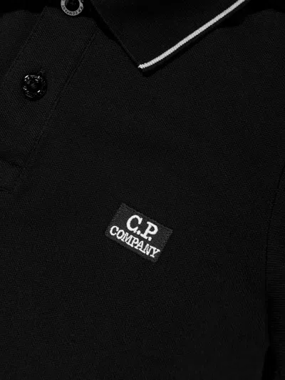 C.p. Company Boys Logo Polo Shirt In Black