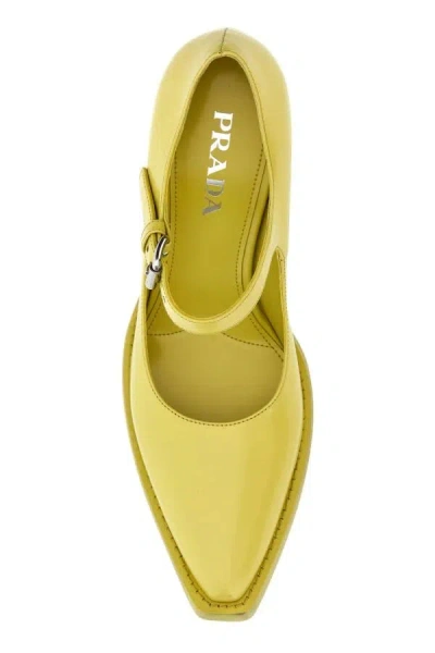 Prada Leather Block Heel Mary Jane Pumps