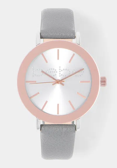 Bebe Wall To Wall Bezel Strap Watch In Grey
