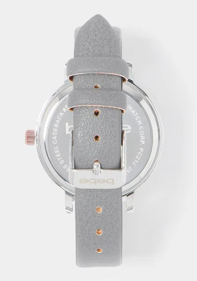 Bebe Wall To Wall Bezel Strap Watch In Grey