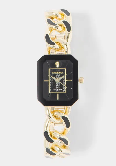 Bebe Diamond Dial Watch Necklace And Earring Set In Black